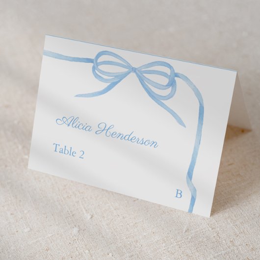 Coquette Blue Bow Individuele Trouwplaats kaarten