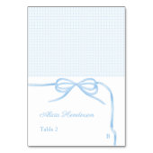 Coquette Blue Bow Individuele Trouwplaats kaarten (Voorkant)