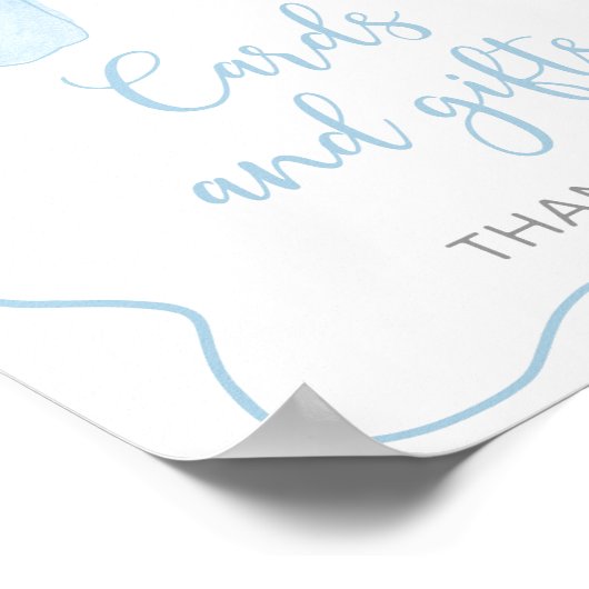 Coquette Blue Bow Kaarten en geschenken Baby showe Poster (Hoek)