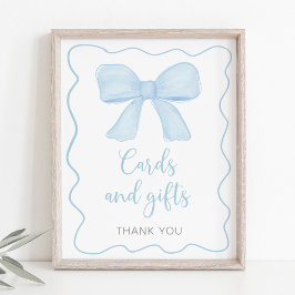 Coquette Blue Bow Kaarten en geschenken Baby showe Poster