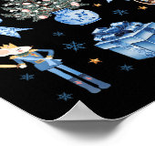 Coquette Blue Bow Notenkraker Xmas Vrolijk kerstfe Poster (Hoek)