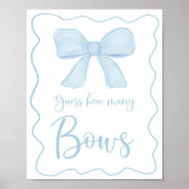 Coquette Blue Bow Raad hoeveel Baby shower spel Poster (Voorkant)