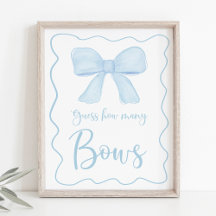 Coquette Blue Bow Raad hoeveel Baby shower spel