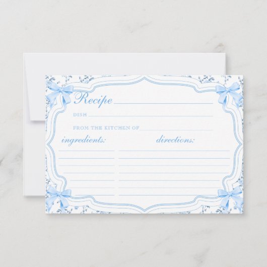 Coquette Blue Bow Recept voor de Bride Recept Kaar (Voorkant)