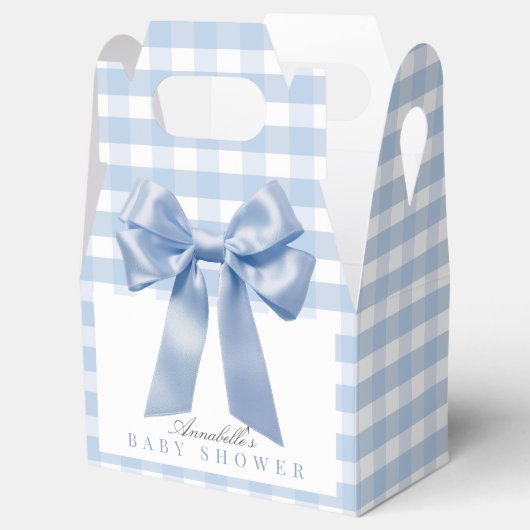 Coquette Blue Bow Ribbon Boy Baby shower Bedankdoosjes (Geopend)