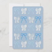 Coquette Blue Bow / Ribbon Boy Baby shower Kaart (Achterkant)
