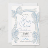 Coquette Blue Bow / Ribbon Boy Baby shower Kaart (Voorkant)