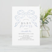 Coquette Blue Bow / Ribbon Boy Baby shower Kaart (Staand voorkant)
