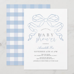 Coquette Blue Bow / Ribbon Boy Baby shower Kaart