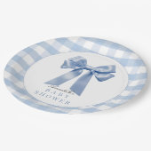 Coquette Blue Bow Ribbon Boy Baby shower Papieren Bordje (Gekanteld)