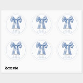 Coquette Blue Bow Ribbon Boy Baby shower Ronde Sticker (Vel)