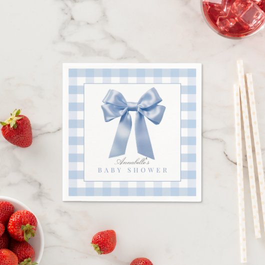 Coquette Blue Bow Ribbon Boy Baby shower Servet (Insitu)