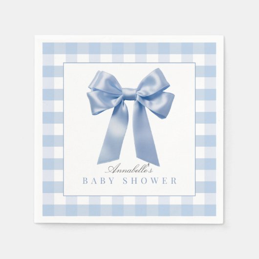 Coquette Blue Bow Ribbon Boy Baby shower Servet (Voorkant)