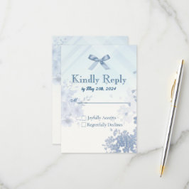 Coquette Blue Bow RSVP Card - Watercolor Floral Kaartje