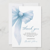Coquette Blue Bow Vrijgezellenfeest Bedankkaart (Achterkant)
