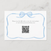 Coquette Blue Bow Wedding Shower Details QR Code Informatiekaartje (Achterkant)