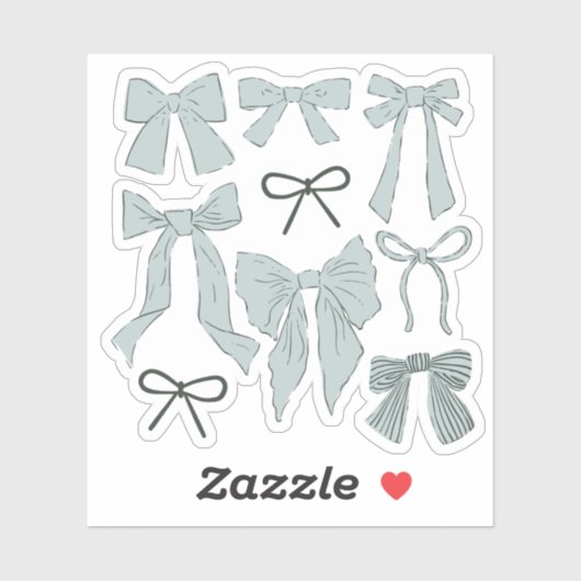 Coquette Blue Bows Romantisch Sticker (Vel)