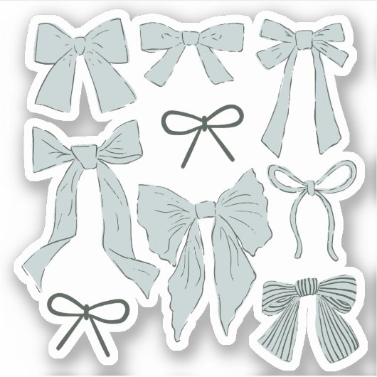 Coquette Blue Bows Romantisch Sticker (Voorkant)