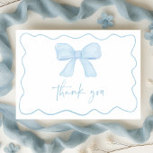 Coquette Blue Boy Bow Baby shower Bedankkaart