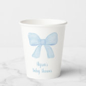 Coquette Blue Boy Bow Baby shower Papieren Bekers (Achterkant)