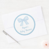 Coquette Blue Boy Bow Baby shower Ronde Sticker (Envelop)