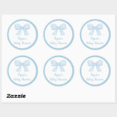 Coquette Blue Boy Bow Baby shower Ronde Sticker (Vel)