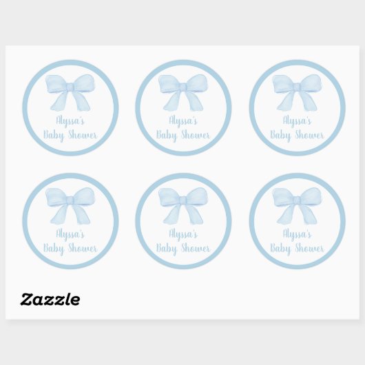 Coquette Blue Boy Bow Baby shower Ronde Sticker (Vel)