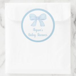 Coquette Blue Boy Bow Baby shower Ronde Sticker