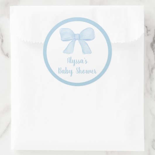 Coquette Blue Boy Bow Baby shower Ronde Sticker (Tas)
