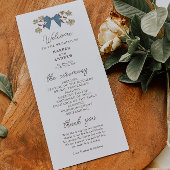 Coquette Blue Yellow Bows Wedding Ceremony Program Programmakaart