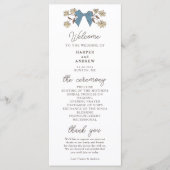 Coquette Blue Yellow Bows Wedding Ceremony Program Programmakaart (Voorkant)