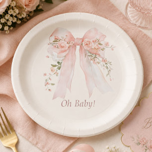 Coquette Blush Boog "Oh Baby" Baby Borrel Papieren Bordje
