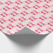 Coquette Blush Pink Bow Cherry Girly Schattige Cadeaupapier (Hoek)