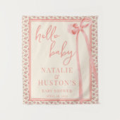 Coquette Blush Pink Bow Floral Baby shower Welkom Wandkleed (Voorkant)