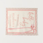Coquette Blush Pink Bow Floral Baby shower Welkom Wandkleed (Voorkant (horizontaal))