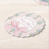 Coquette Blush Pink Bow Roos Baby shower Kartonnen Onderzetters (Gekanteld)