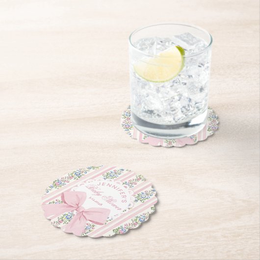 Coquette Blush Pink Bow Roos Baby shower Kartonnen Onderzetters (Insitu)