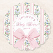 Coquette Blush Pink Bow Roos Baby shower Kartonnen Onderzetters (Voorkant)