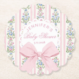 Coquette Blush Pink Bow Roos Baby shower Kartonnen Onderzetters