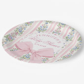 Coquette Blush Pink Bow Roos Baby shower Papieren Bordje (Gekanteld)