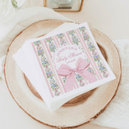 Coquette Blush Pink Bow Roos Baby shower Servet