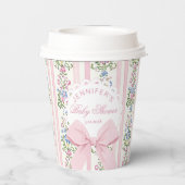 Coquette Blush Pink Bow Rose Baby Shower Papieren Bekers (Achterkant)