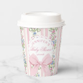 Coquette Blush Pink Bow Rose Baby Shower Papieren Bekers (Voorkant)