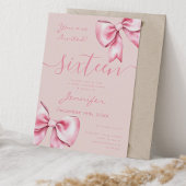 Coquette Blush Pink Bow Sweet 16 Verjaardag Roos Kaart