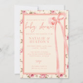 Coquette Blush Pink Bow Whimsical Schattige Baby s Kaart (Voorkant)