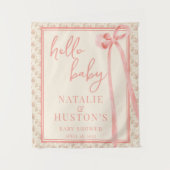 Coquette Blush Pink Bow Whimsical Schattige Baby s Wandkleed (Voorkant)