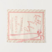 Coquette Blush Pink Bow Whimsical Schattige Baby s Wandkleed (Voorkant (horizontaal))