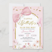 Coquette Blush Pink Butterfly Baby Shower Kaart (Voorkant)