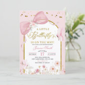 Coquette Blush Pink Butterfly Baby Shower Kaart (Staand voorkant)