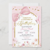 Coquette Blush Pink Butterfly Bridal Shower Kaart (Voorkant)